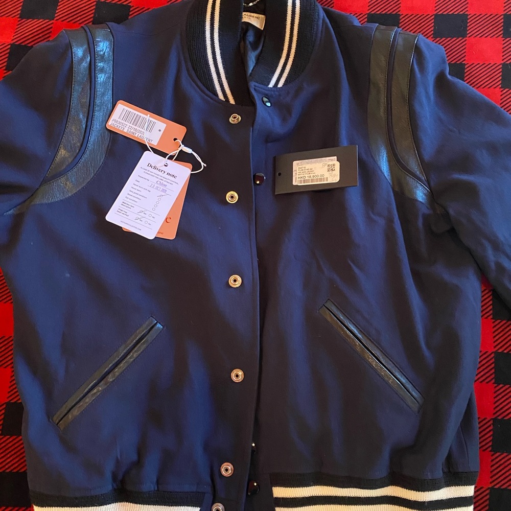 Saint Laurent Navy Varsity Jacket Mens 52